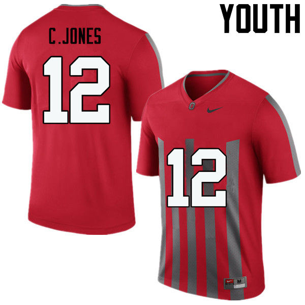 Ohio State Buckeyes Cardale Jones Youth #12 Throwback Game Stitched College Football Jersey